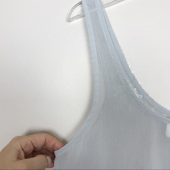 Abercrombie & Fitch Sheer Blue Sequined Tank M - Picture 7 of 8